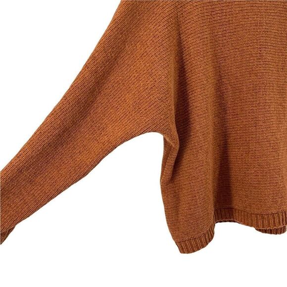 Elan Sweater Brown Chenille Knit White Arm Stripe Dolman Relaxed Fit Size Large - Picture 5 of 7